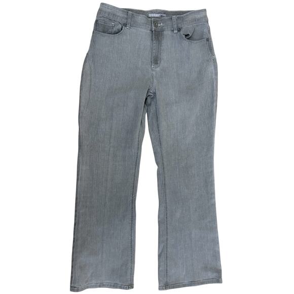 Chico’s Platinum 1.5 Short US 10 Gray Jeans Straight Leg‎ Stretch Denim - Picture 1 of 7